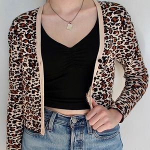 Cheetah Print Cropped Sweater